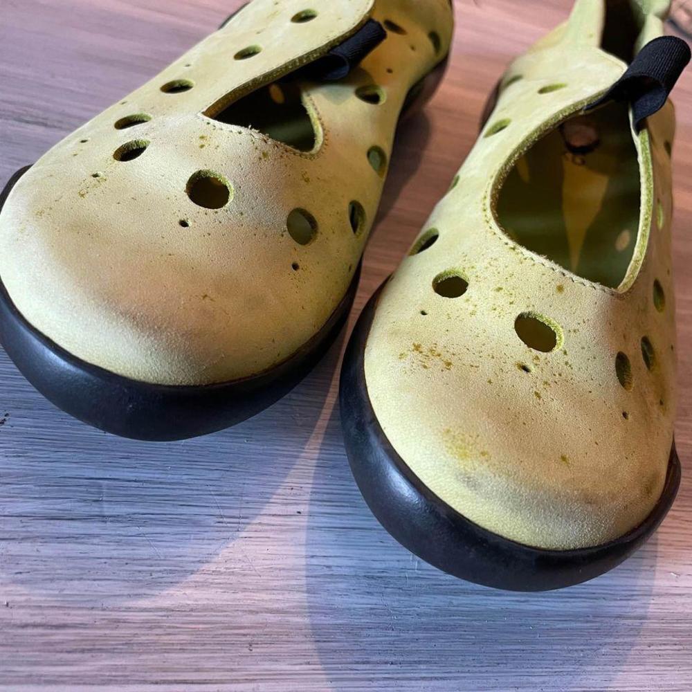 Arche Women’s Perforated Chartreuse Slip-On Loafers - Picture 4 of 8